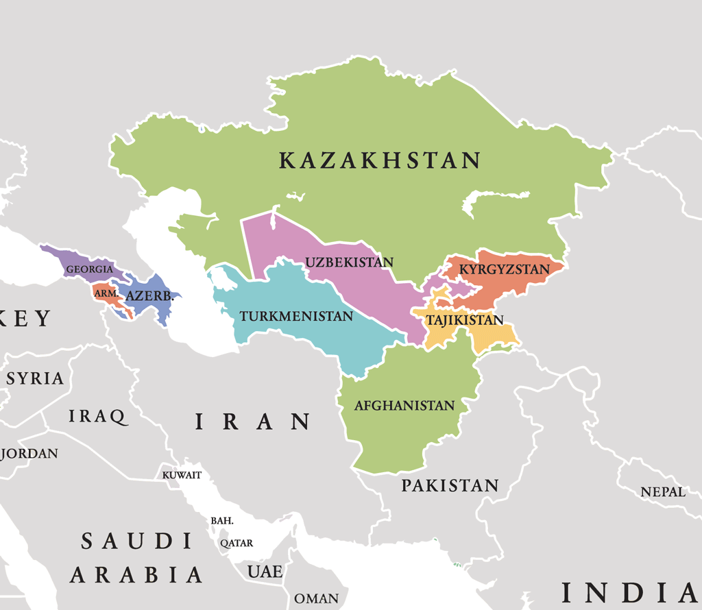 Границы азербайджан казахстан. Политическая карта центральной Азии. Карта Казахстан и Узбекистан в Азии. Афганистан и Центральная Азия. Границы центральной Азии.