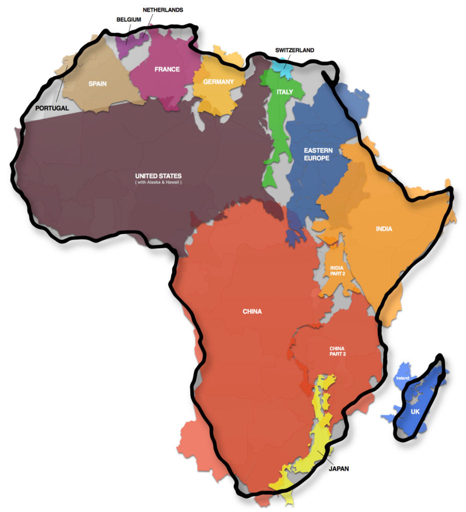 true size of africa map graphic